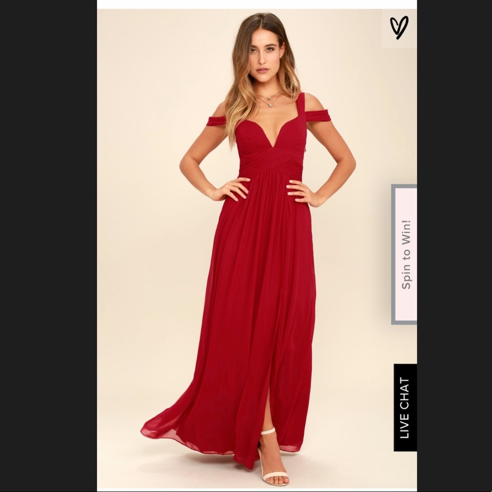 OCEAN OF ELEGANCE WINE RED MAXI DRESS
